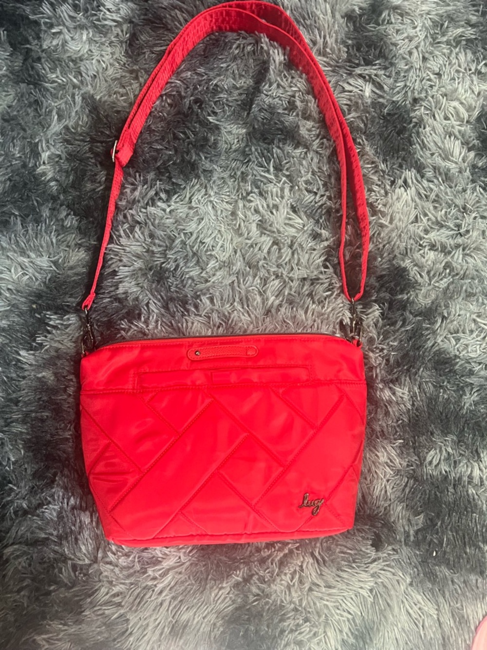 lug flare Red Quilted Crossbody Bag with Adjustable Strap